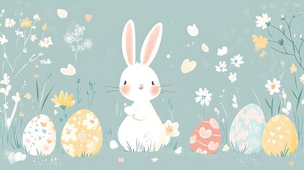 Easter Bunny Spring Flowers Eggs. (24)