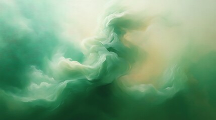 Naklejka premium Abstract green and white smoke swirls.