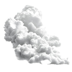 Fluffy white cumulus clouds isolated on black background,