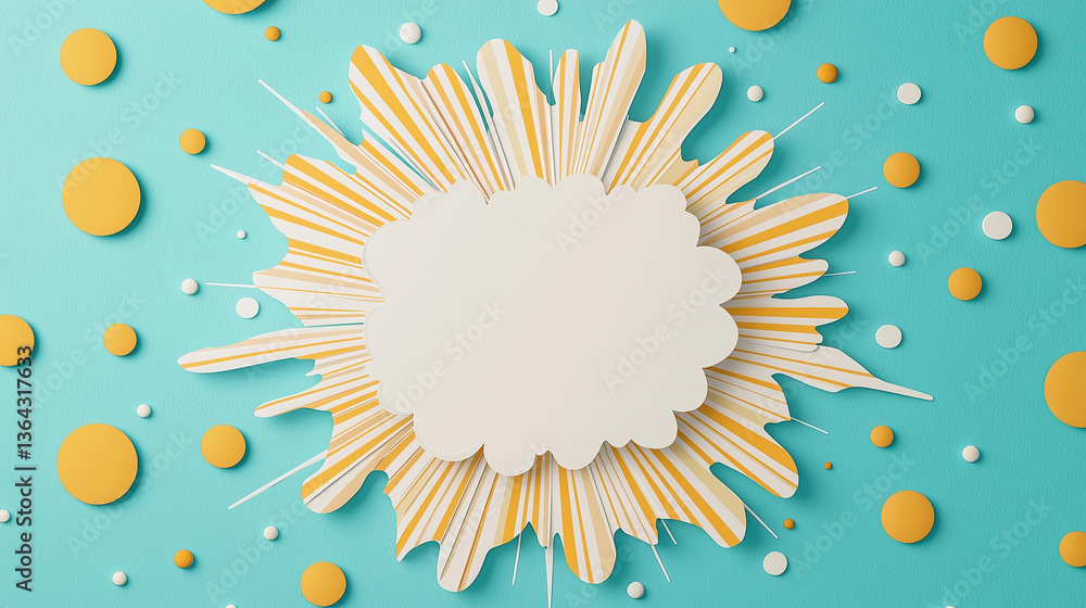 Poster explosive announcement: a vibrant composition of burst shapes and colorful backgrounds, creating a d
