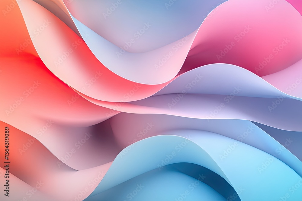 Poster abstract colorful wavy layers. soft pastel colors create a dynamic, flowing effect. intricate paper-