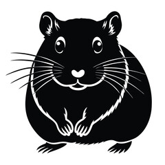 Beautiful Black And White Hamster silhouette vector art illustration