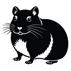 Beautiful Black And White Hamster silhouette vector art illustration