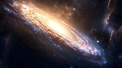 Awe-inspiring representation of a very large galaxy illuminating the cosmic space with its grand formations
