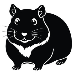 Fototapeta premium Beautiful Black And White Hamster silhouette vector art illustration