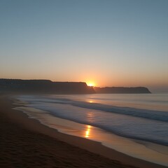 Coastal Sunrise over Misty Beach