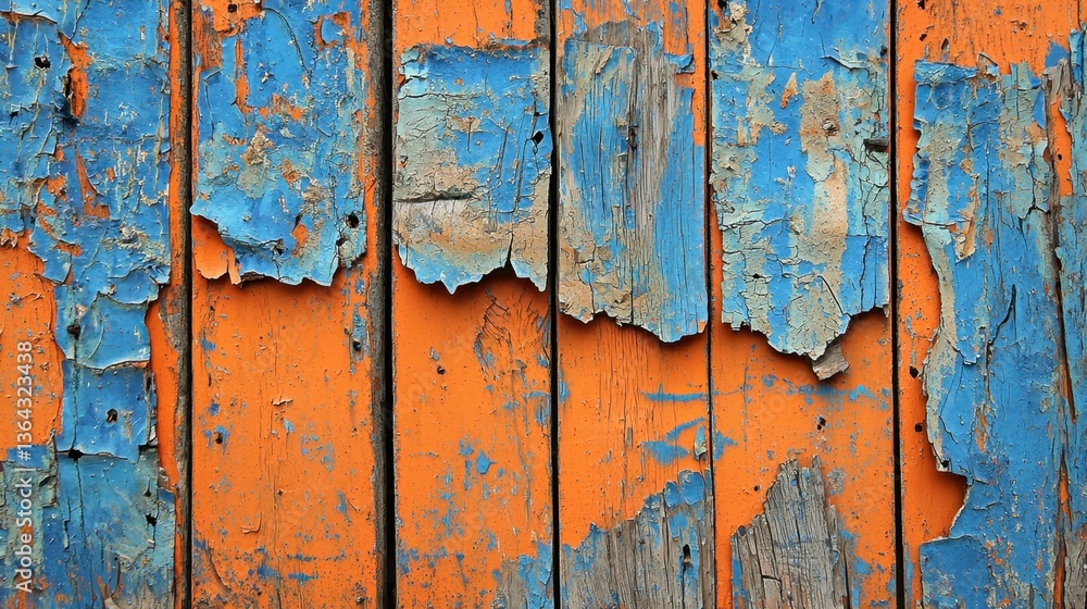 Poster close-up of weathered bricks in rich orange and deep blue tones, showing aged texture and rustic cha