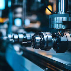 Fototapeta premium Industrial IoT sensors deployed on machinery to track wear and tear, predicting maintenance needs