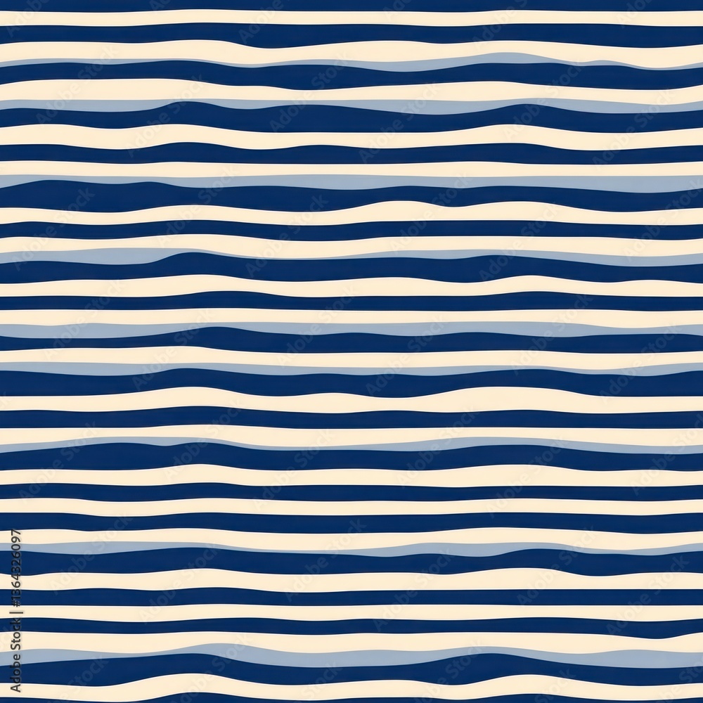 Poster abstract seamless wavy stripes pattern in navy blue and cream colors ideal for fashion textiles and 