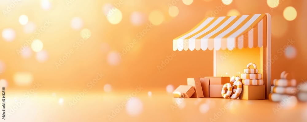 Poster bright and vibrant orange textured background with defocused light bokeh warm and cozy atmosphere wi