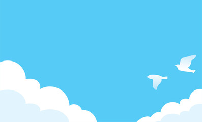 白い鳥と空のベクターイラスト背景素材