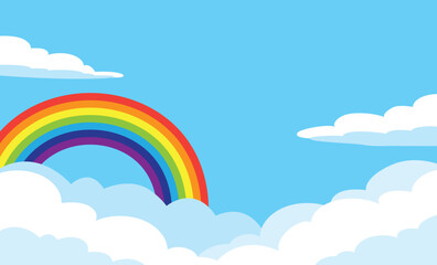 大きな虹と空のベクターイラスト背景素材