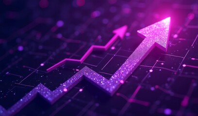 Sparkling Upward Trend Vivid Pink Purple Glow. AI Generated