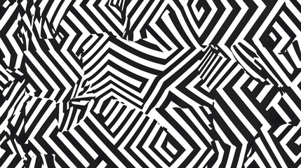 Monochrome geometric pattern with optical illusion effect.