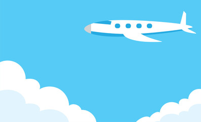 Naklejka premium 飛行機と空のベクターイラスト背景素材