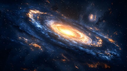 Fototapeta premium A majestic spiral galaxy twirling gracefully in the vast expanse of the universe capturing cosmic beauty