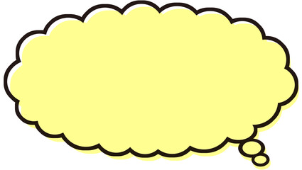 シンプルな横長のもこもこ吹き出し　気持ち　イラスト素材　黄色