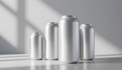 Four Different Sized Cans Mockup