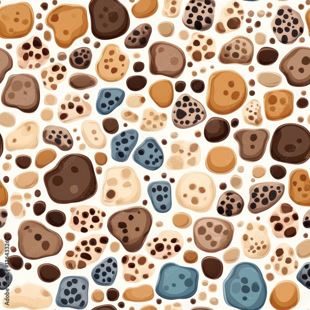 Poster Abstract Seamless Pattern with Colorful Stones and Pebbles Background Texture for Design
