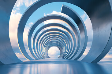 Fototapeta premium Abstract Architectural Tunnel with Skylight