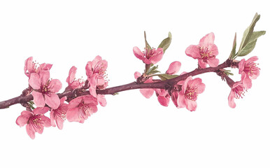 Beautiful Pink Peach Blossoms Branch