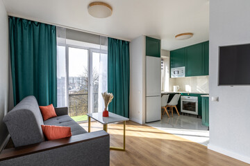 Bright Open-Plan Living Room and Kitchen Design