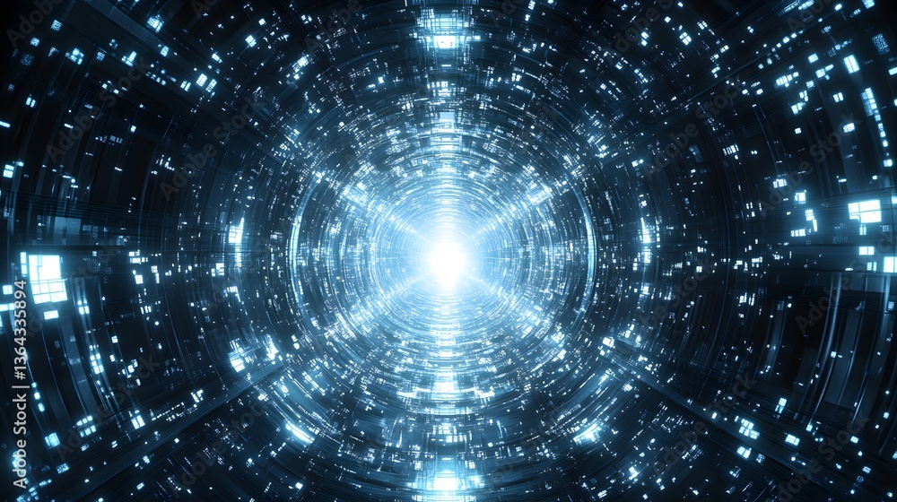 Poster captivating tunnel of light creating a transcendent experience of speed and motion in a futuristic a