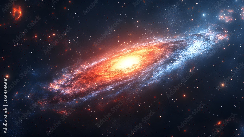 Poster enigmatic galaxy captured in a futuristic cosmic environment with nebula elements and celestial wond