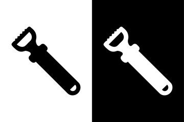 Black & White Bottle Opener Icon Scalable Vector Silhouette.