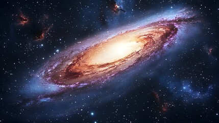 Captivating image of a distant galaxy illuminated by stars in the cosmic expanse of the universe