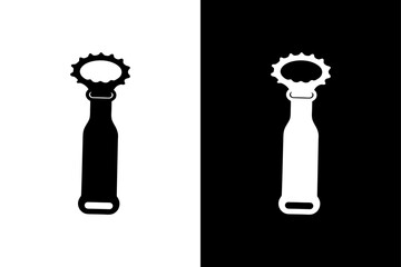 Black & White Bottle Opener Icon Scalable Vector Silhouette.