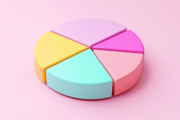 Obraz premium PastelColored 3D Pie Chart Data Visualization Segments Analysis