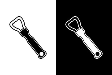 Minimalist Bottle Opener Silhouette Icon Crisp Vector Graphic.