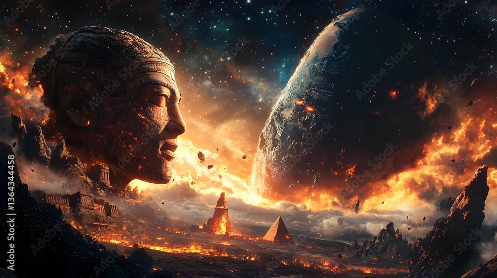 Aufkleber astronaut in a space setting gazing at the vastness of the universe with awe and wonder