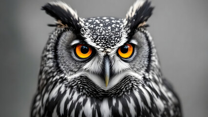 Obraz premium Owl Staring into Camera in Black and White