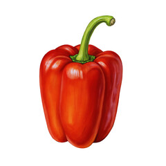 Vibrant Red Bell Pepper Isolated on Black Background, Fresh Produce, Detailed Style