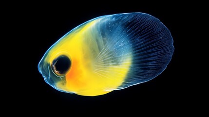 Naklejka premium Yellow Blue Fish with Black Background.