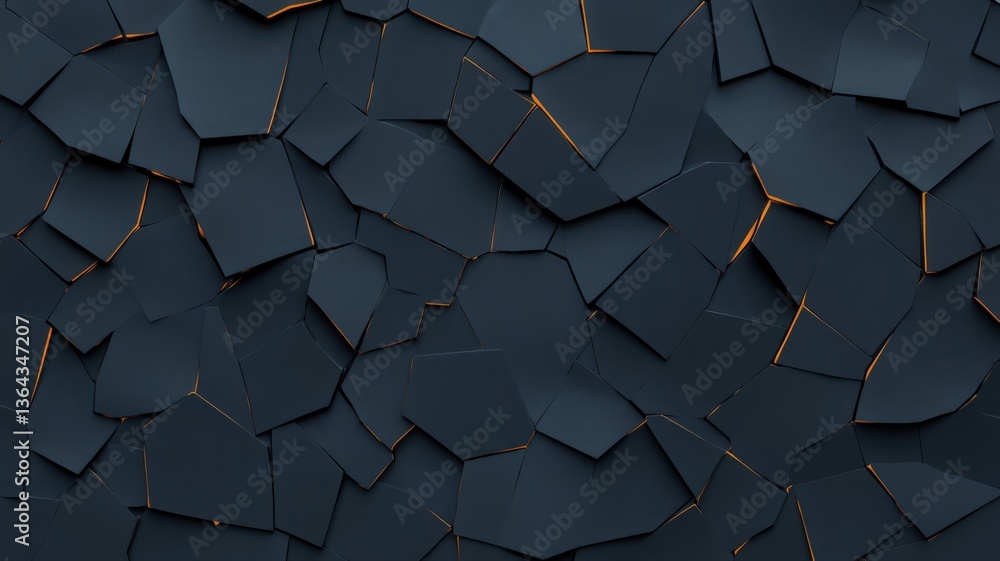 Poster dark gray fragmented abstract background with glowing orange lines
