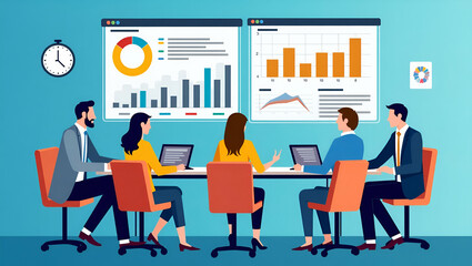 Business Team Meeting for Data Analytics: Web Report Dashboard Design