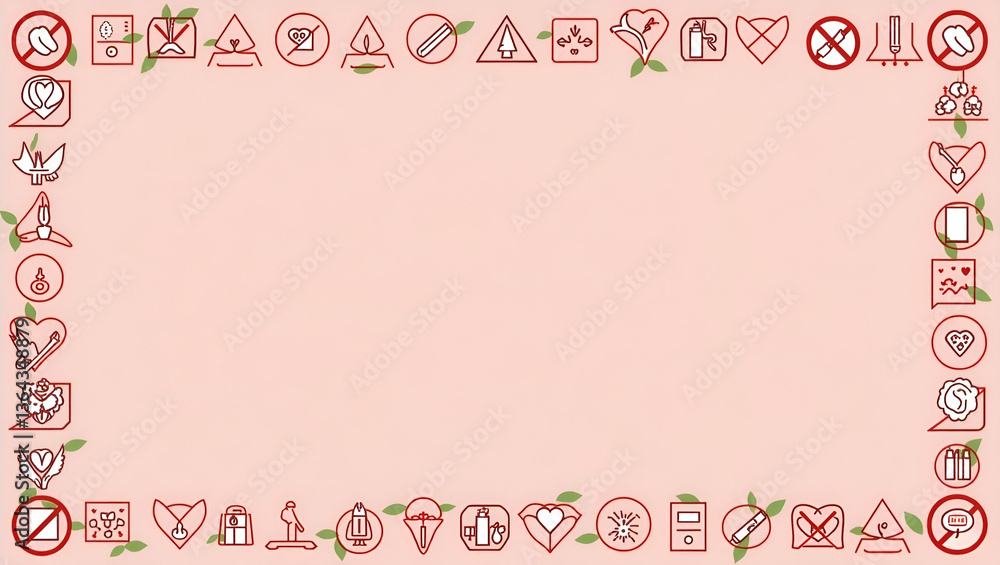 Poster healthy heart and no smoking icons border frame with copy space for world no tobacco day concept as 