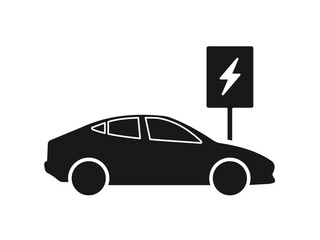 electric car recharge black vector