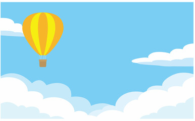 青空と黄色い気球の背景イラスト素材