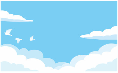 白い鳥と青空の背景イラスト素材