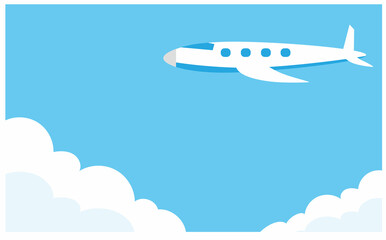 飛行機と青空の背景イラスト素材