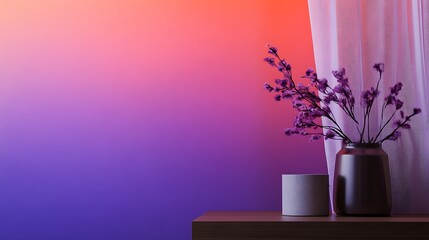 Purple flowers with sunset backdrop.