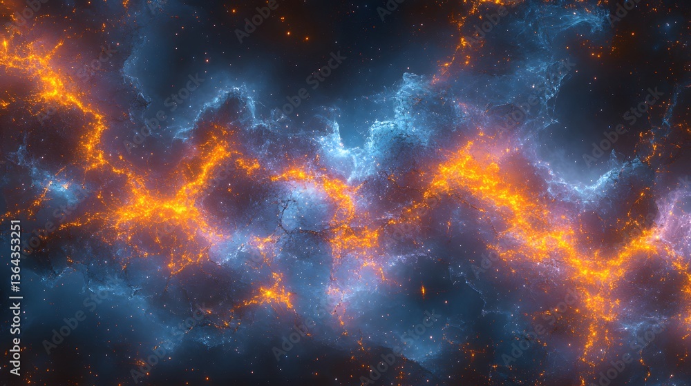 Poster a beautiful nebula filled with countless stars creating a mesmerizing cosmic scene of vibrant colors