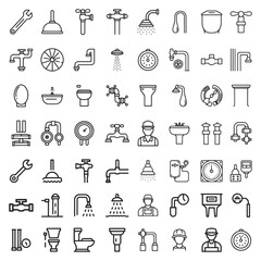 Black and white Plumbing Icon Set vector art with hand drawn coloring pages