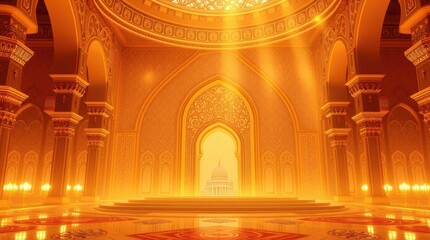 Obraz premium Ornate interior space with large arches and decorative pillars