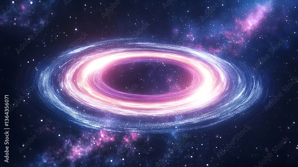 Poster mysterious black hole in the sky surrounded by a swirling array of cosmic light and abstract energet