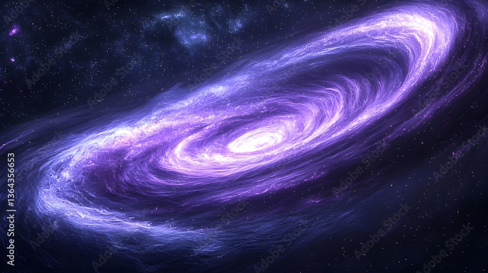 Poster stunning spiral galaxy surrounded by cosmic rays creating an aurora-like effect in the depths of spa